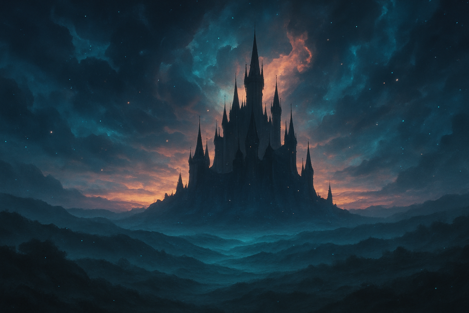 A Catsle horizaon in a fnatasy realm